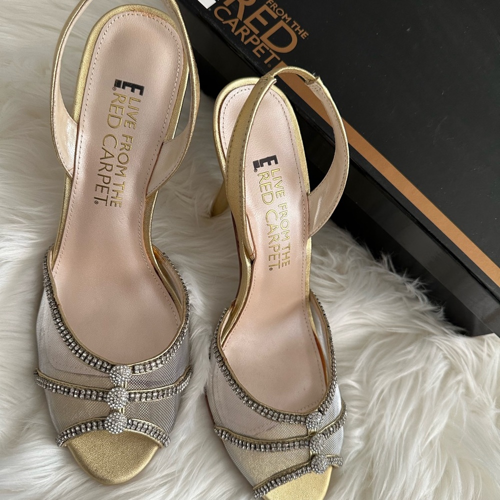 Gold Rhinestone Embellished Heels - Picture 4 of 4